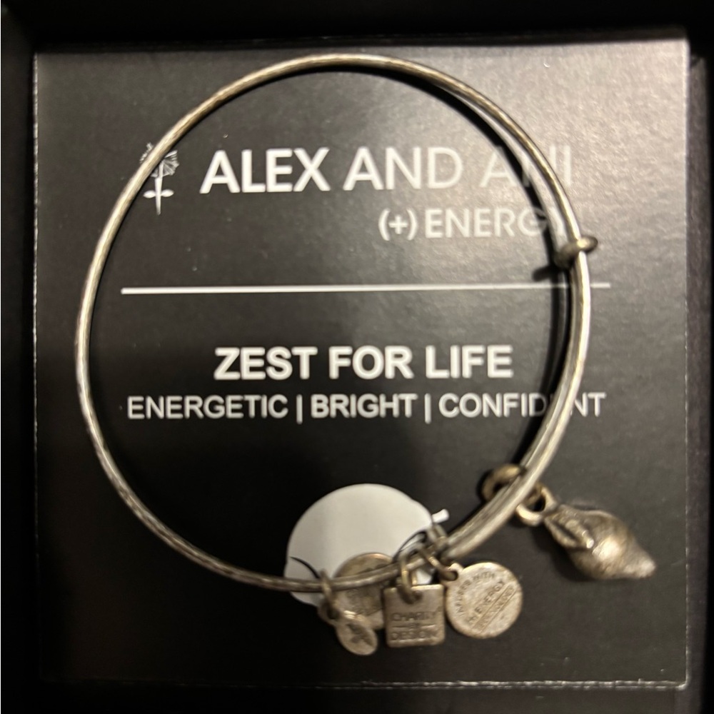 Alex and Ani Silver Lemon Charm Bangle